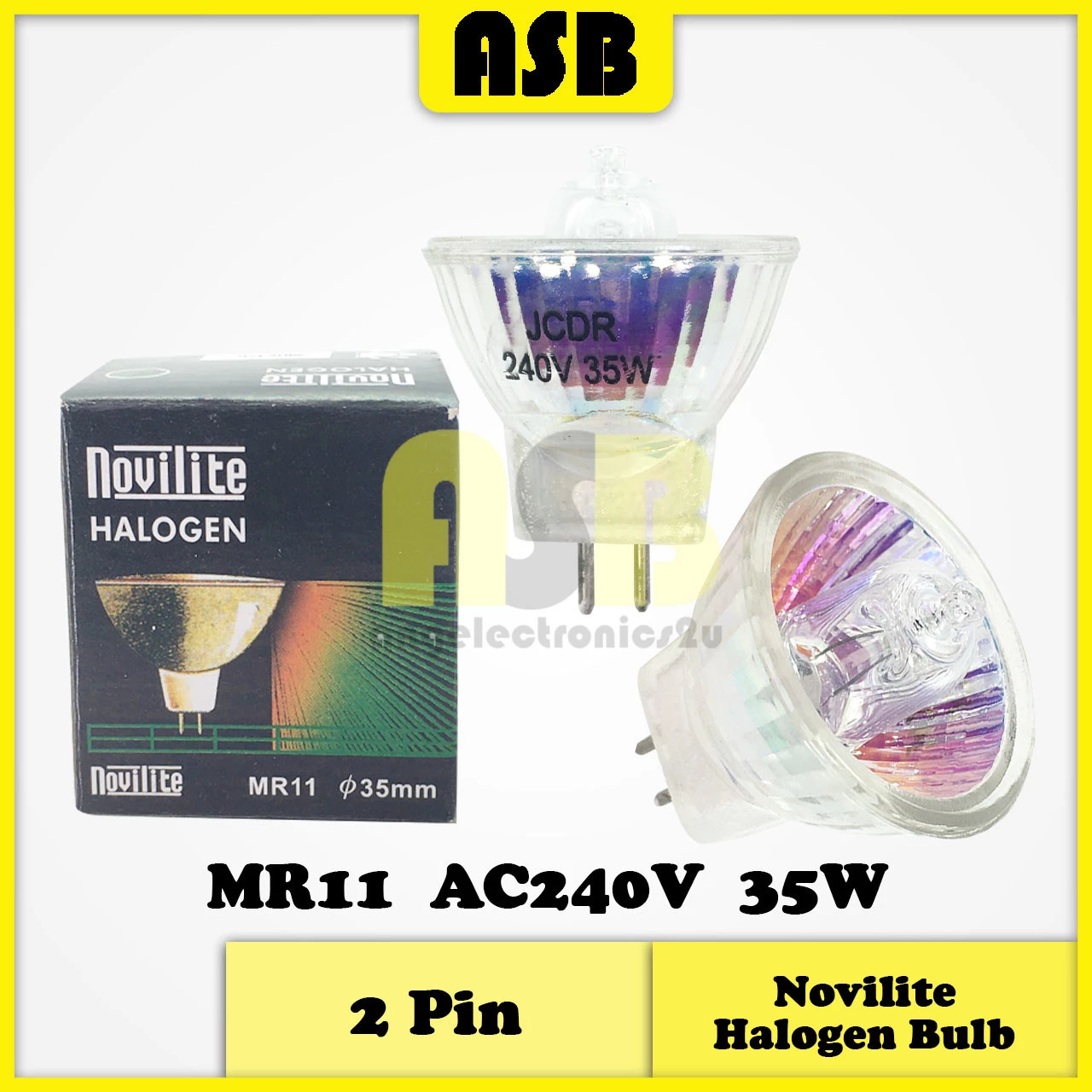 (1pc) Novilite Halogen Bulb 2 Pin ( AC 240V ) ( MR11 / MR16 / GU10 )