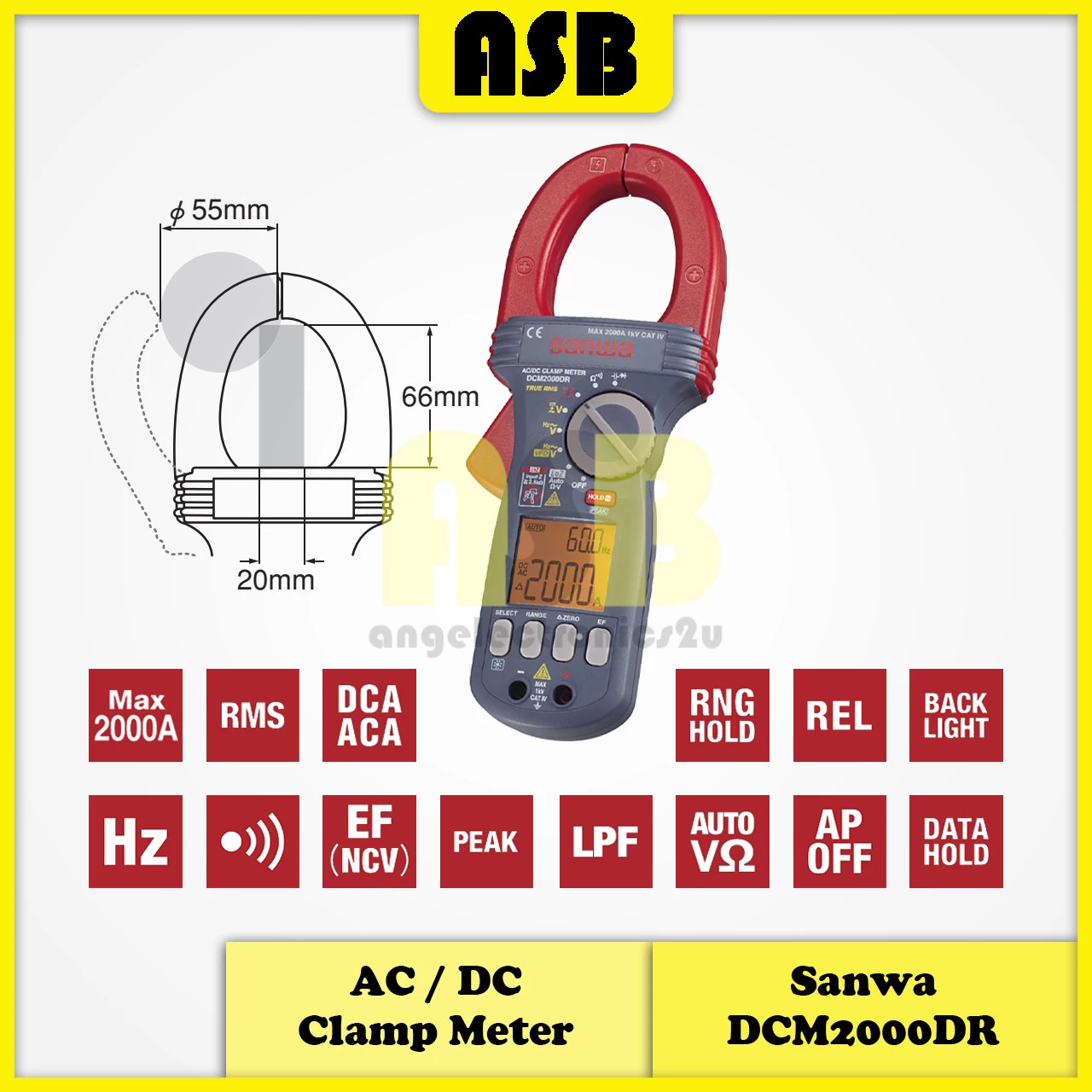 (1pc) Sanwa DCM2000DR AC / DC Clamp Meter ( 362006019 )