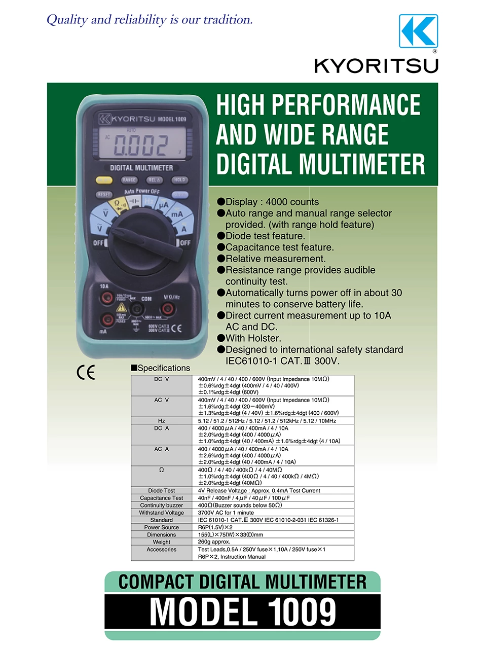 Kyoritsu 1009 Digital Multimeter (362002041)