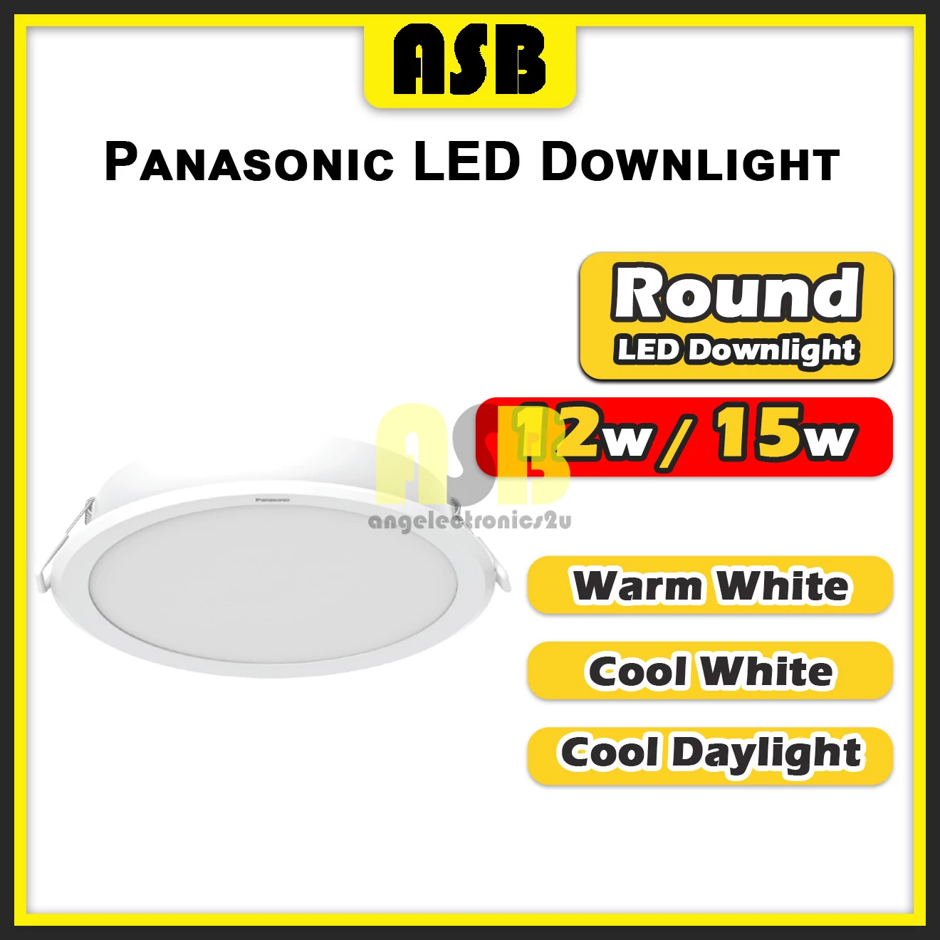 (1pc) Panasonic LED Downlight Round Panel Light 12W / 15W ( Warm White / Cool White / Cool Daylight ) Lampu Siling