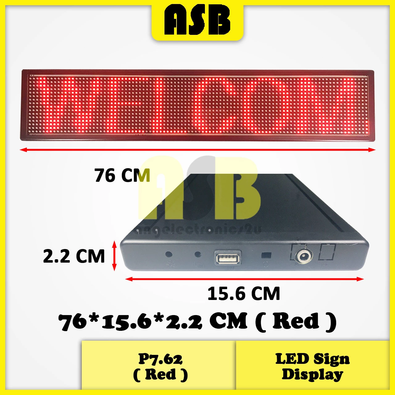 (1pc) LED Sign Display P7.62 ( 76*15.6*2.2 CM ) ( Red ) ( 331004074 )